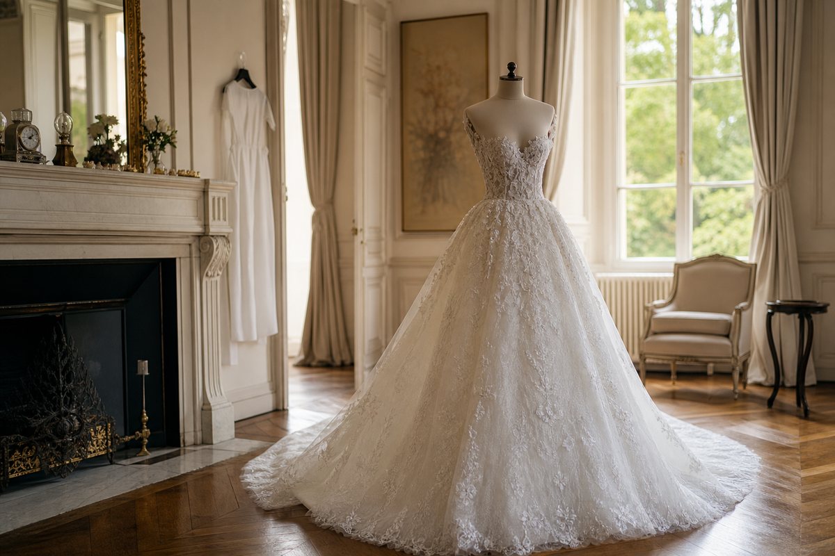 Realisation de robe de mariee haute couture